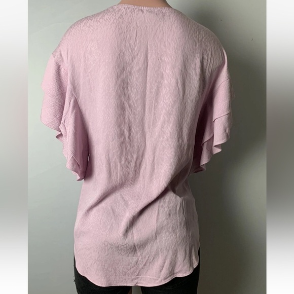 Chicos Women’s top shirt blouse Ruffle Solid Short-Sleeve Soft Lilac Size 0 - Picture 8 of 12